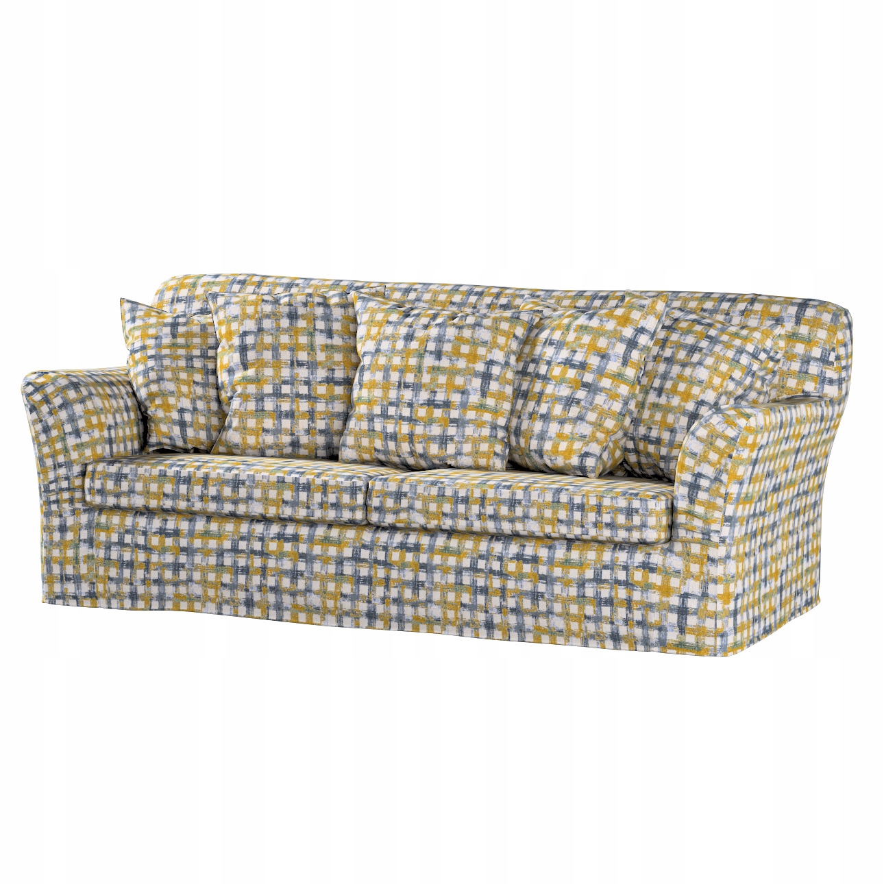 Potah na pohovku Tomelilla 3-místný rozkládací Ikea modro-žlutá mřížka