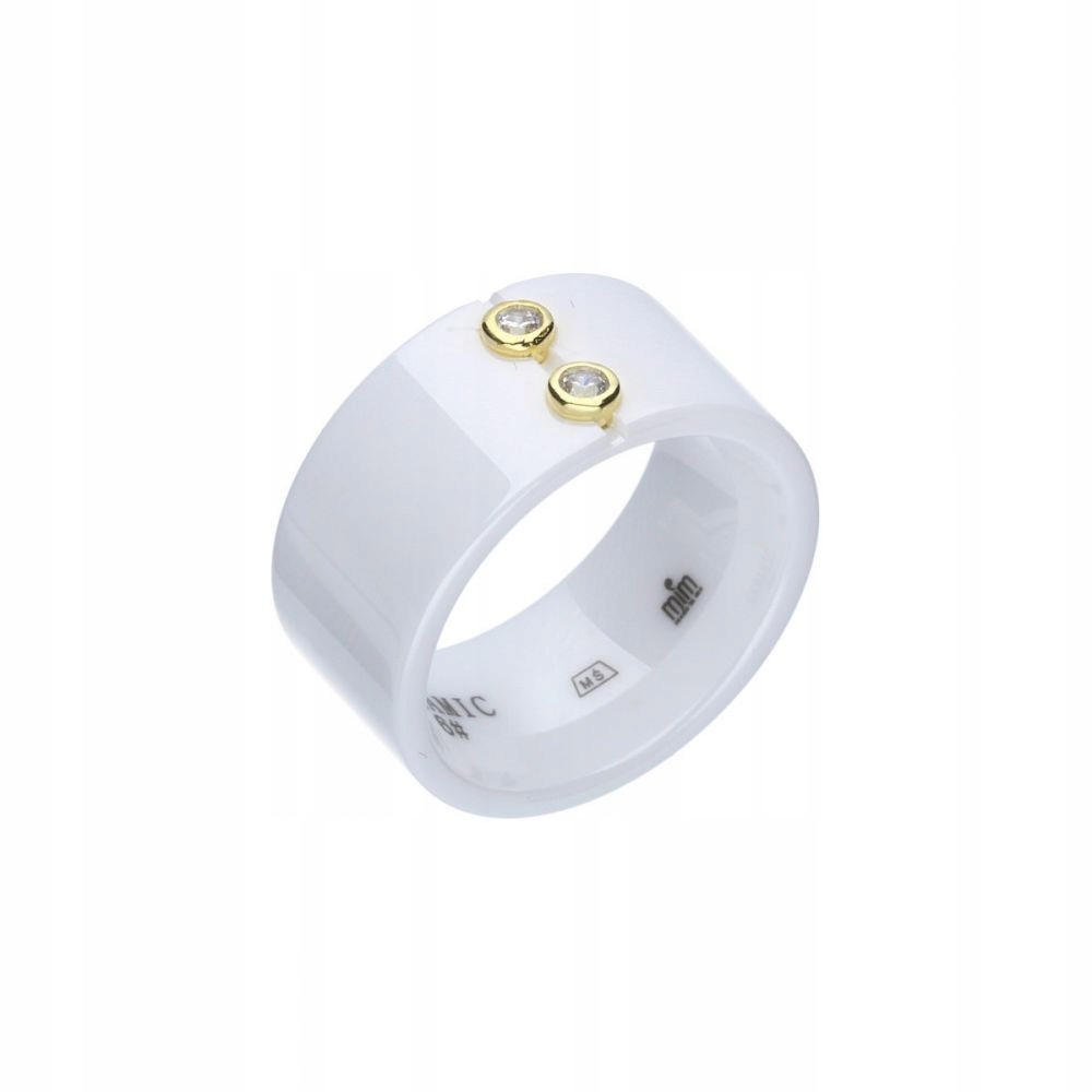 Dámský stříbrný prstýnek 925 široký, bílá keramika s zirkony r16