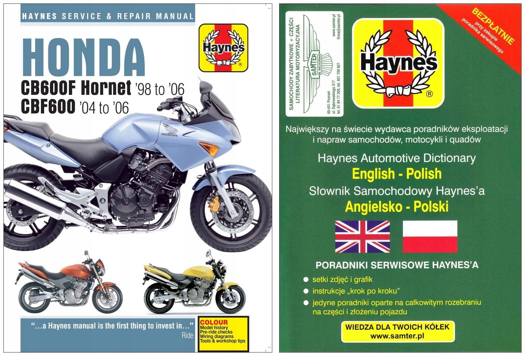 Honda CB 600 F Hornet CBF 600 98 06 instruk Haynes