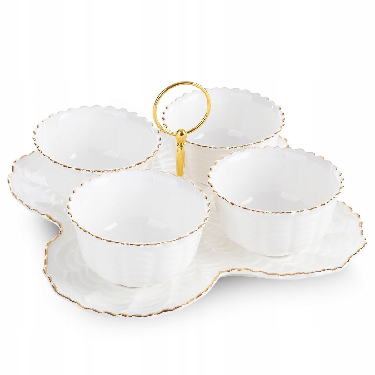 Dekorativní mísa Gaya 24 x 24 x 7 cm krémová zlatá