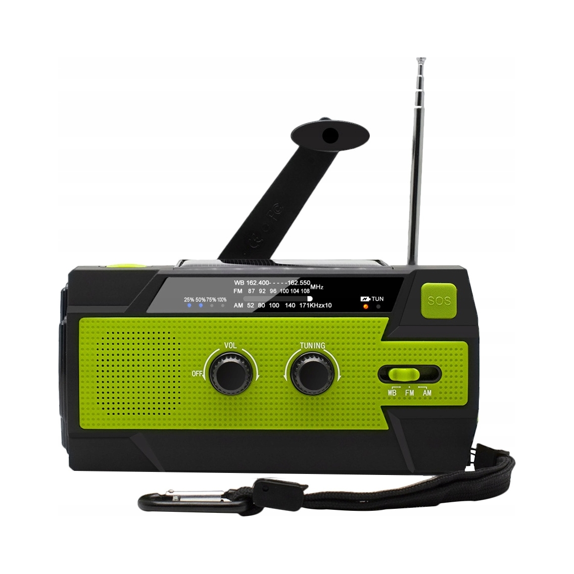 Přenosné Solární Rádio Korbka Alarm Dynamo Nouzová Svítilna Powerbank 3v1