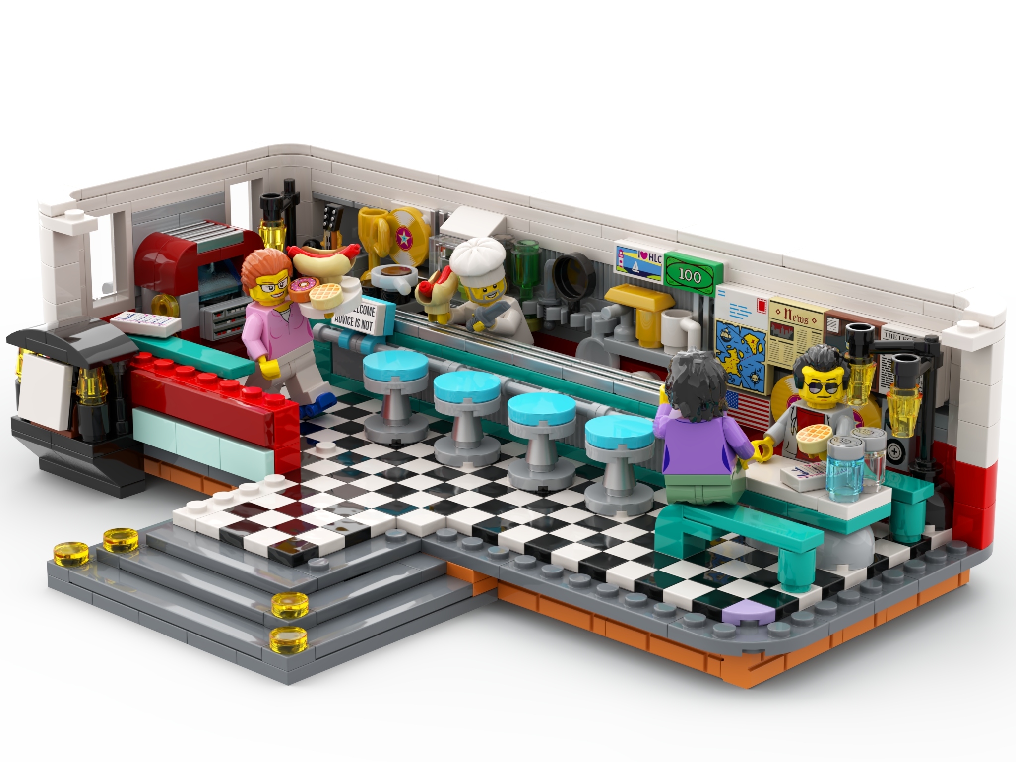 Klocki LEGO Ideas BrickLink 910011 Restauracja z lat pięćdziesiątych EAN (GTIN) 5702017444116