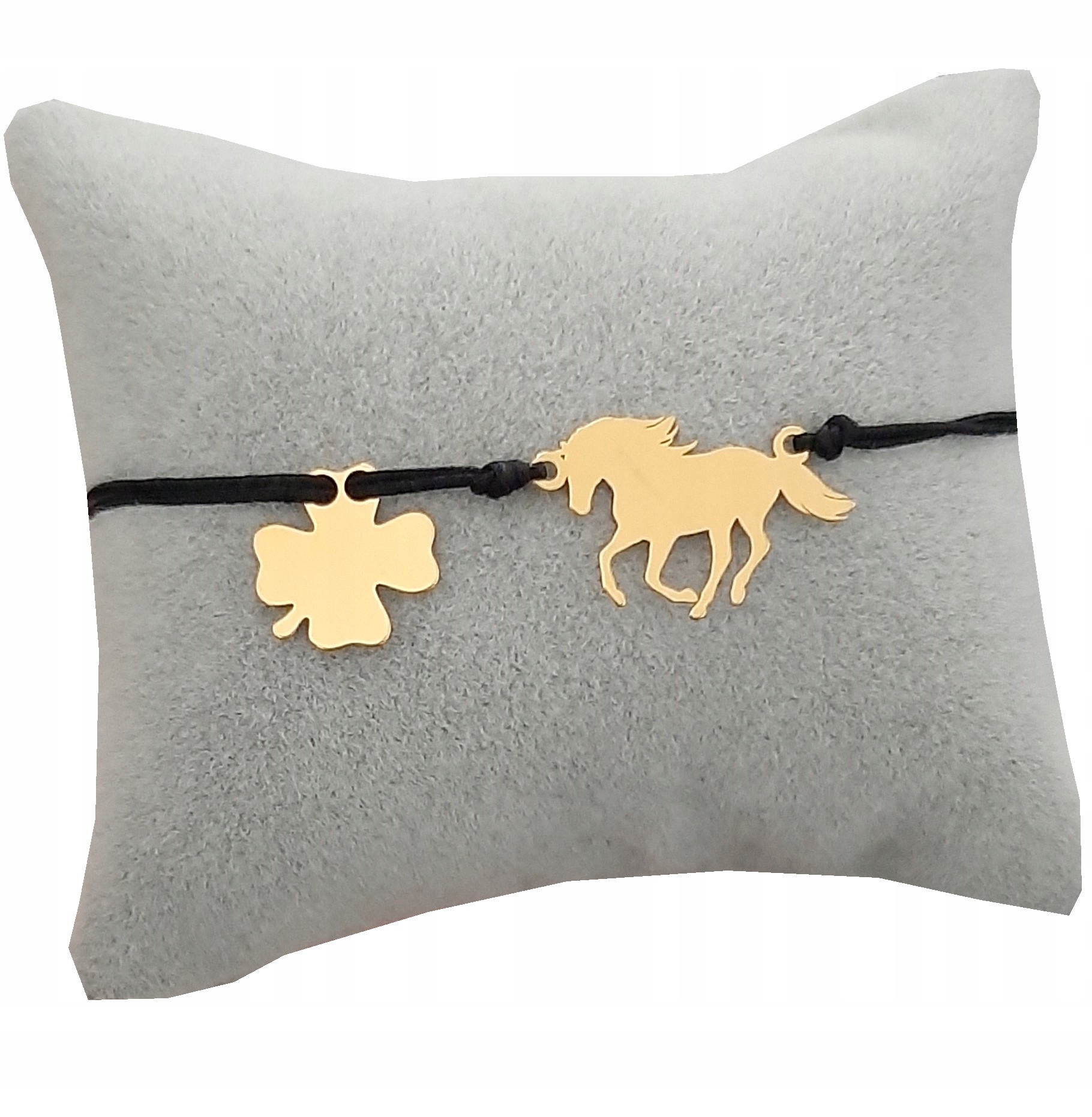 

Złota bransoletka sznurkowa konik koń Grawer SR925