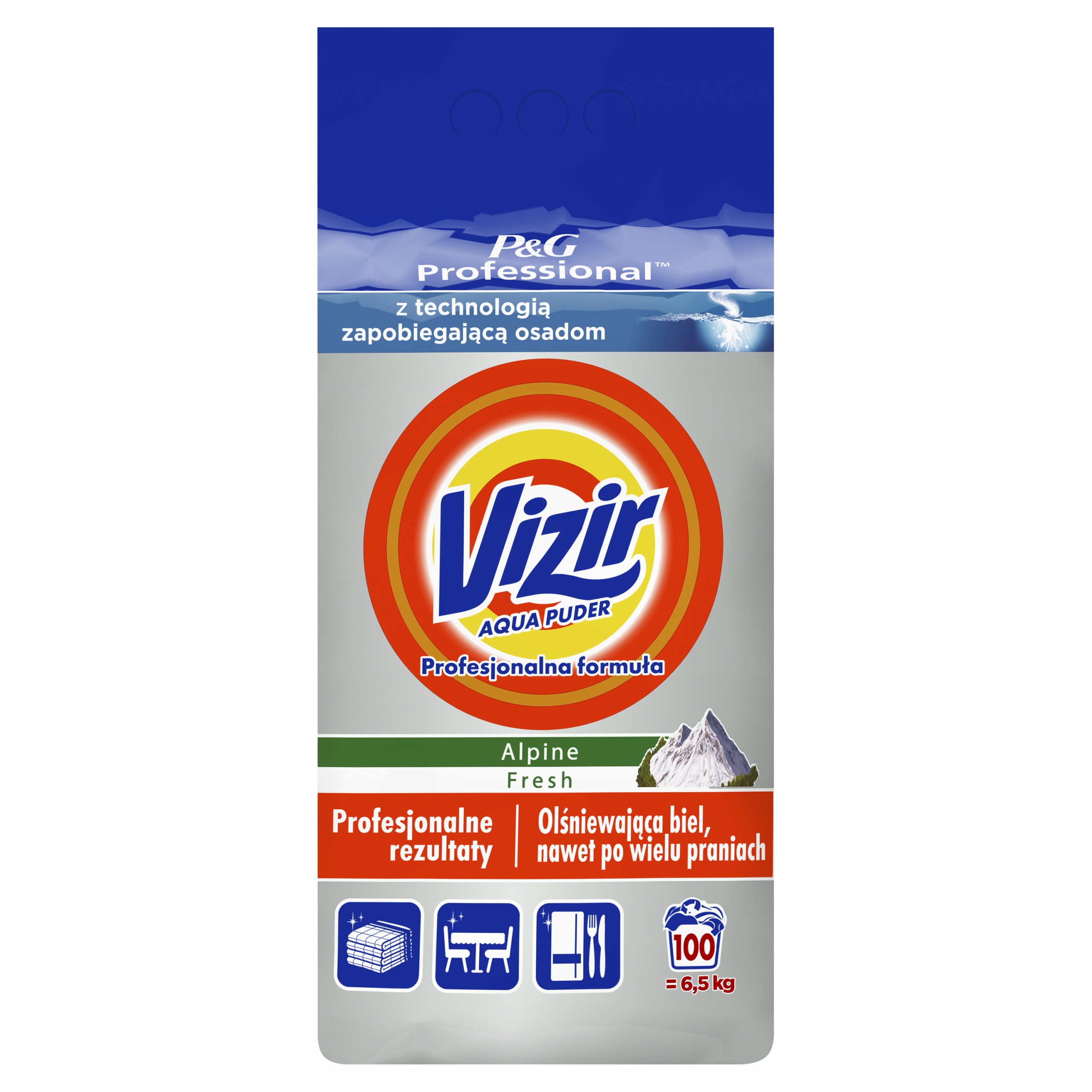 Levně Vizir Alpine Fresh bílý prášek na praní 6,5 kg
