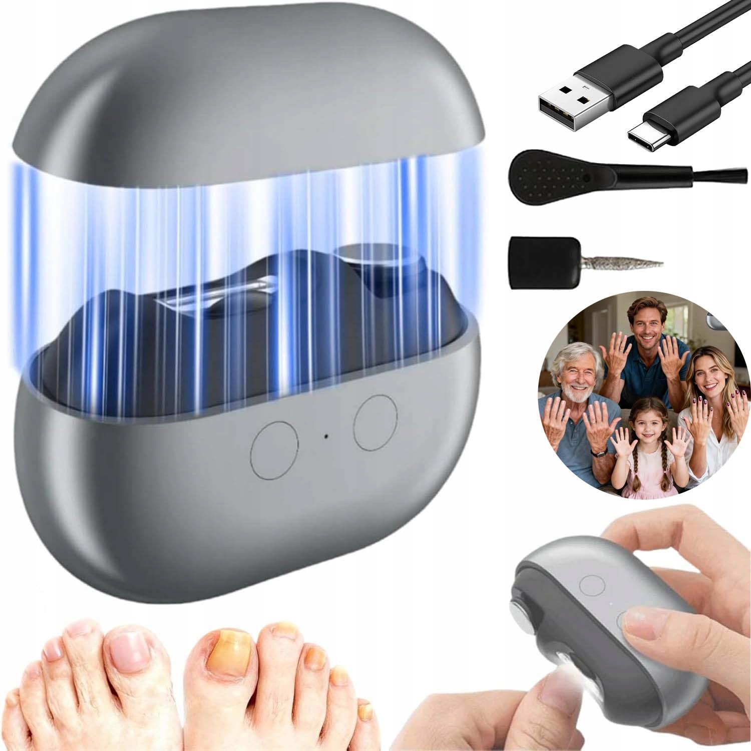 Elektrický Odstřihovač Nehtů Bruska Zastřihovač Pilník Usb