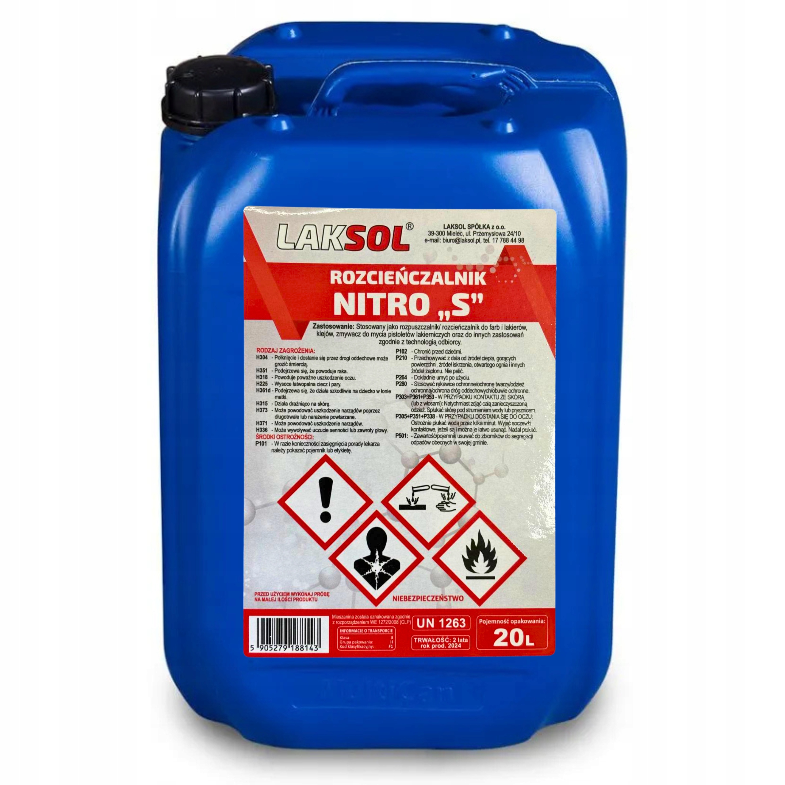 Rozpoušťovač 20L Rozpouštědlo Nitro Farb Univerzální lakový Čistič