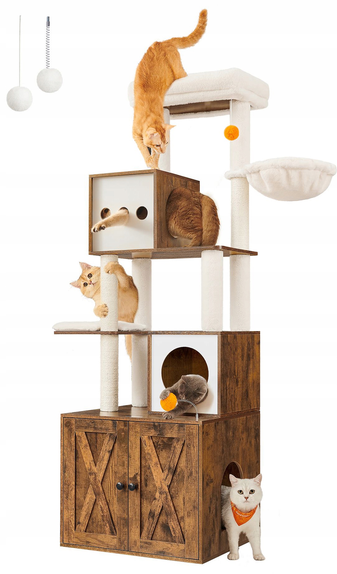 Wysoki drapak dla kota z kuwetą 2 w 1 legowisko jaskinie wieża słupek kosz