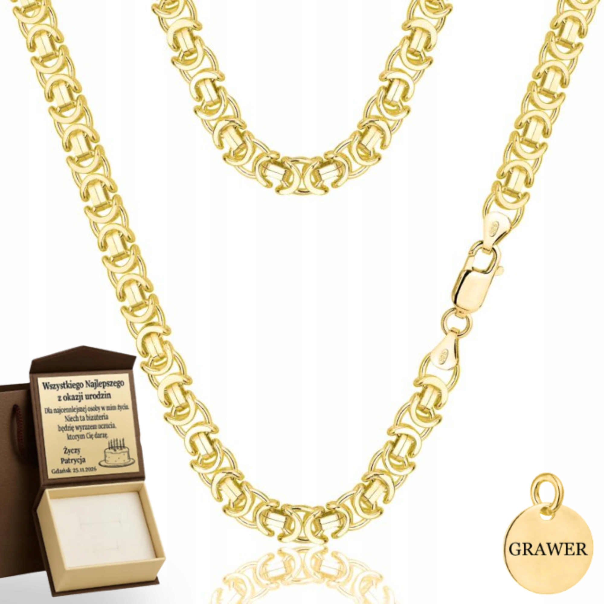 Zlatý Řetízek Pánský Etruský Královský Ryzost 925 585 Masivní Gravírování Bonus