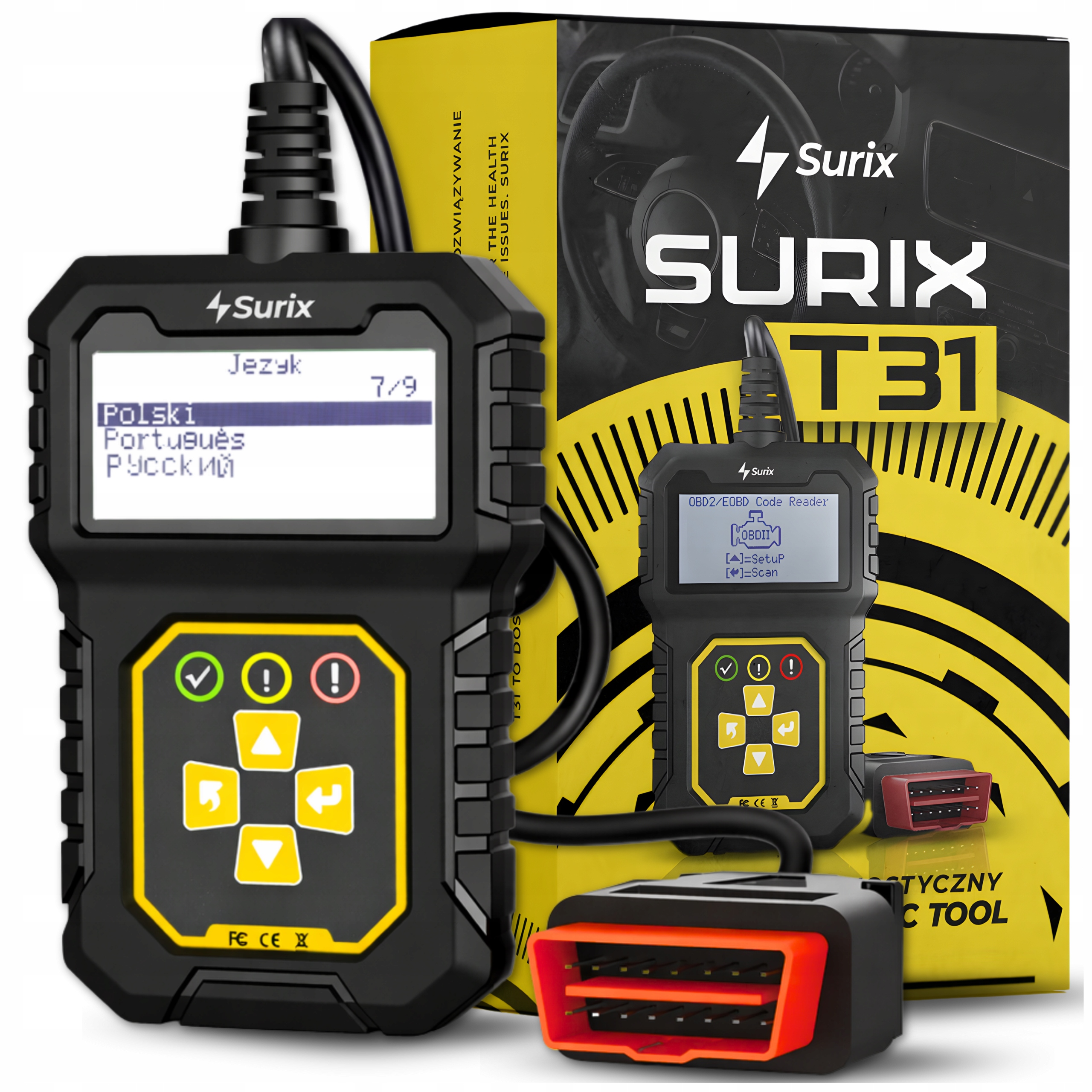 Interfejs Diagnostyczny OBD2 Polskie Menu Ulepszony Skaner ELM327 Surix T31