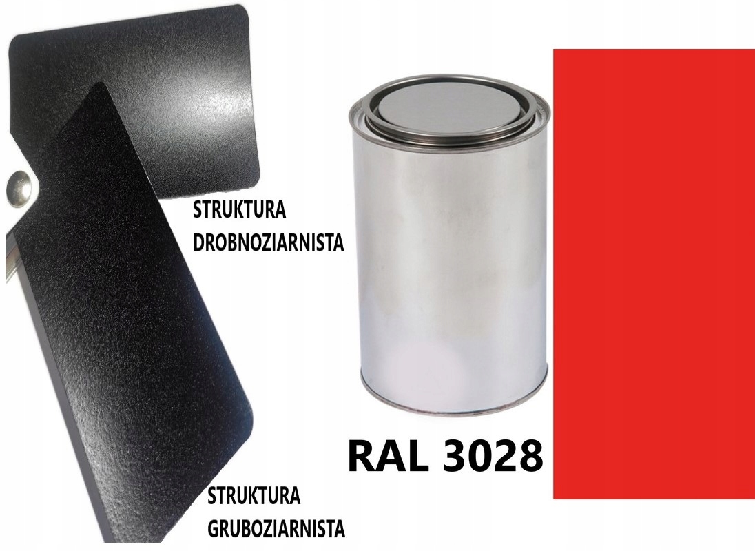 STRUKTURA GRUBOZIARNISTA RAL 3028 MAT 05-08 % DO PLASTIKU METALU AKRYL 1L