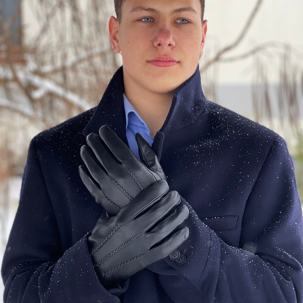 SKÓRZANE RĘKAWICZKI MĘSKIE SKÓRA OCIEPLANE M Rodzaj pięciopalczaste