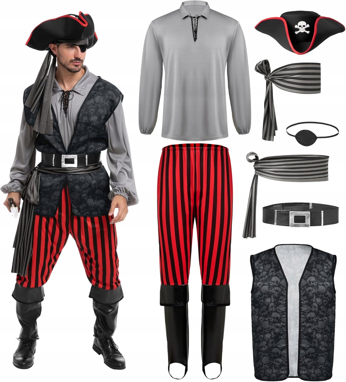 Pánský kostým kapitána piráta na Halloween Velikost S