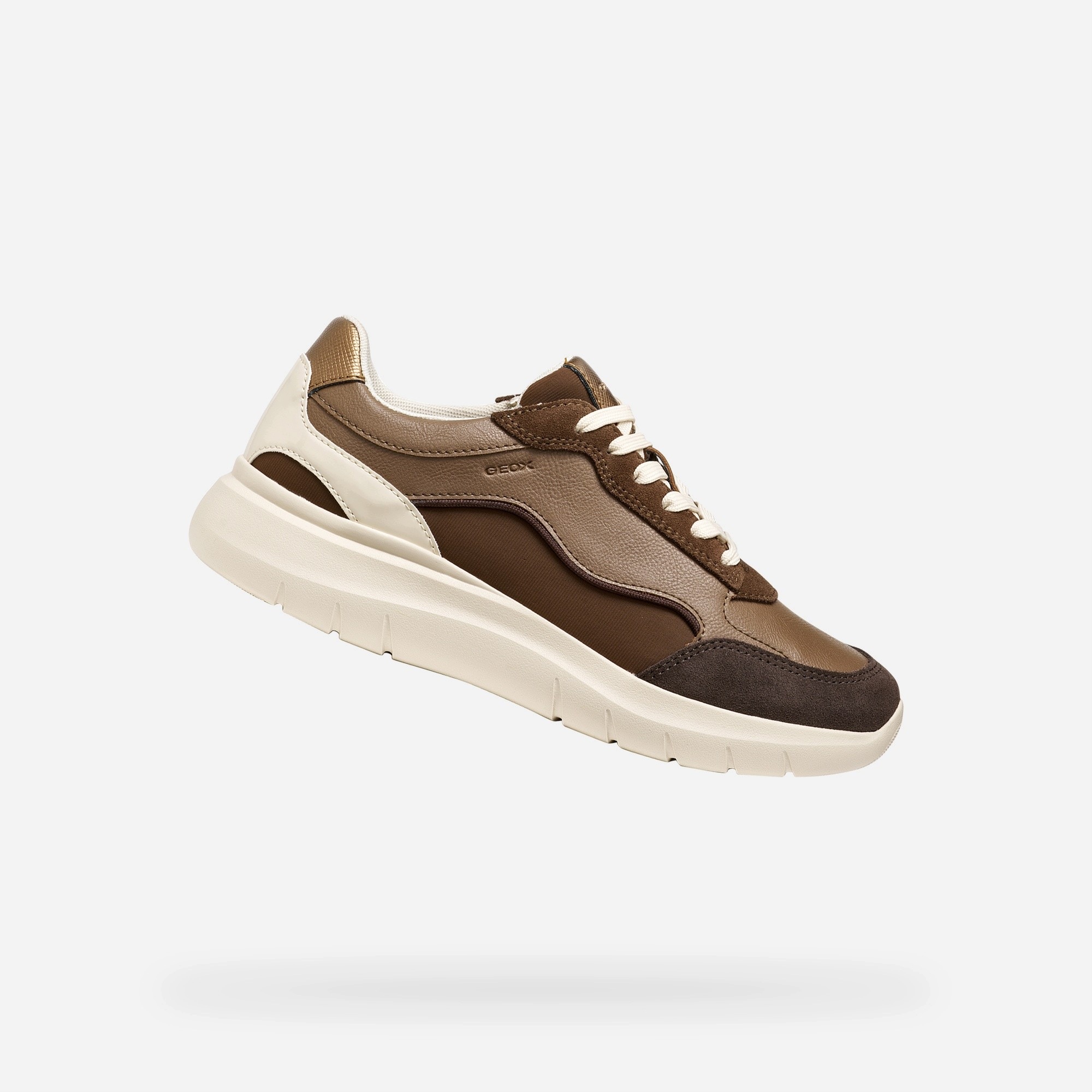 Geox Tmavě hnědé dámské tenisky Geox Plummery