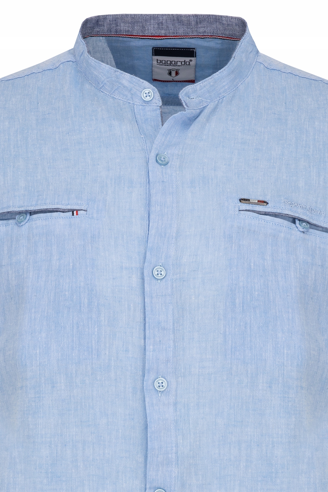 KOSZULA MĘSKA LNIANA STÓJKA GŁADKA BŁĘKITNA: 3XL Kolor niebieski