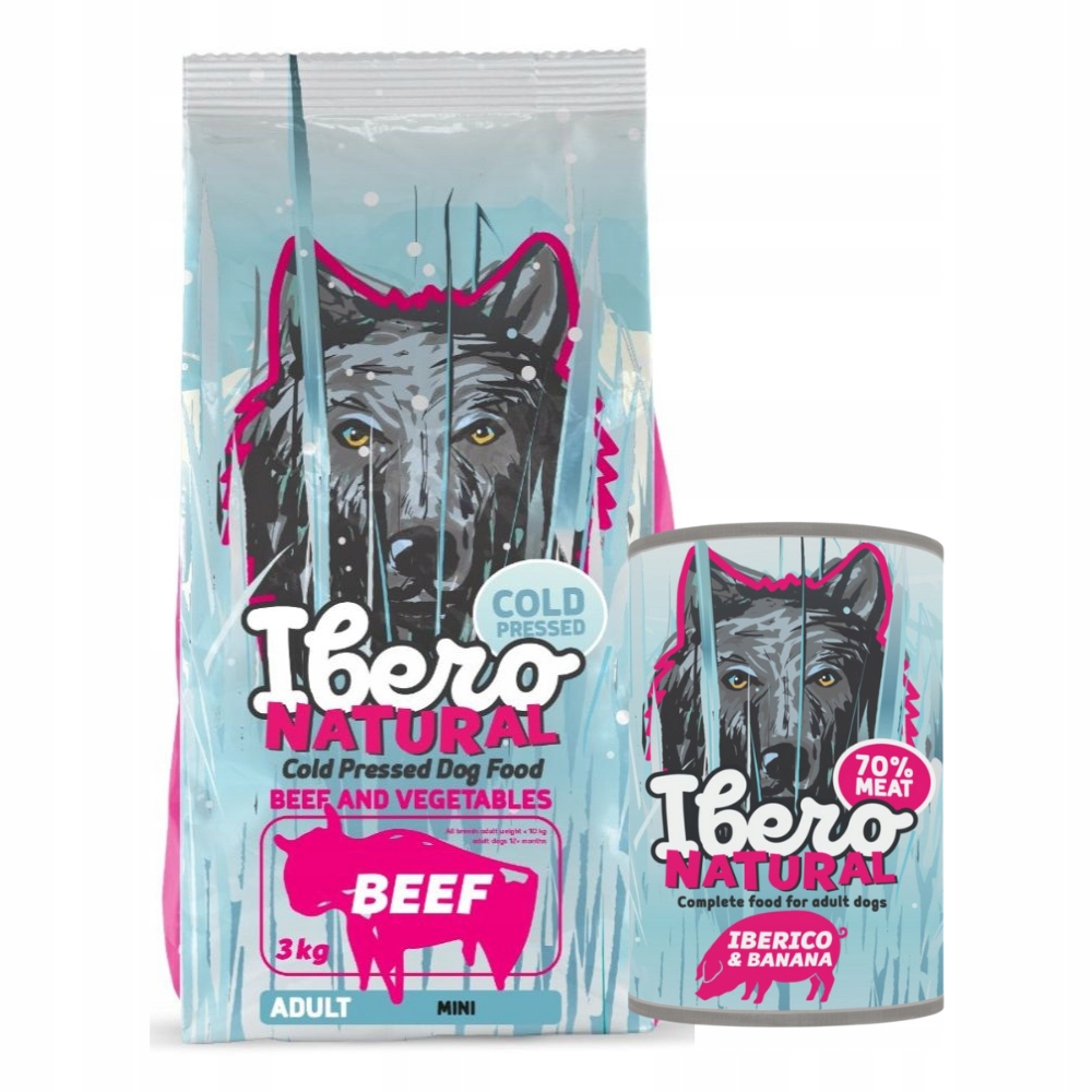 Levně Balíček pro psy malých plemen Ibero Small Dog Beef 3 kg Iberico & Banana 400 g