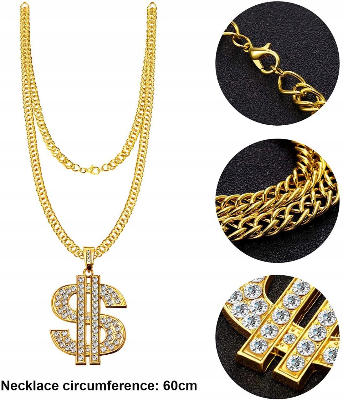 KOSTIUM PRZEBRANIE BIZNESMENA W STYLU LAT 70 80 DOLAR BIŻUTERIA HIP HOP Model ZESTAW GANGSTER RAPER DOLAR