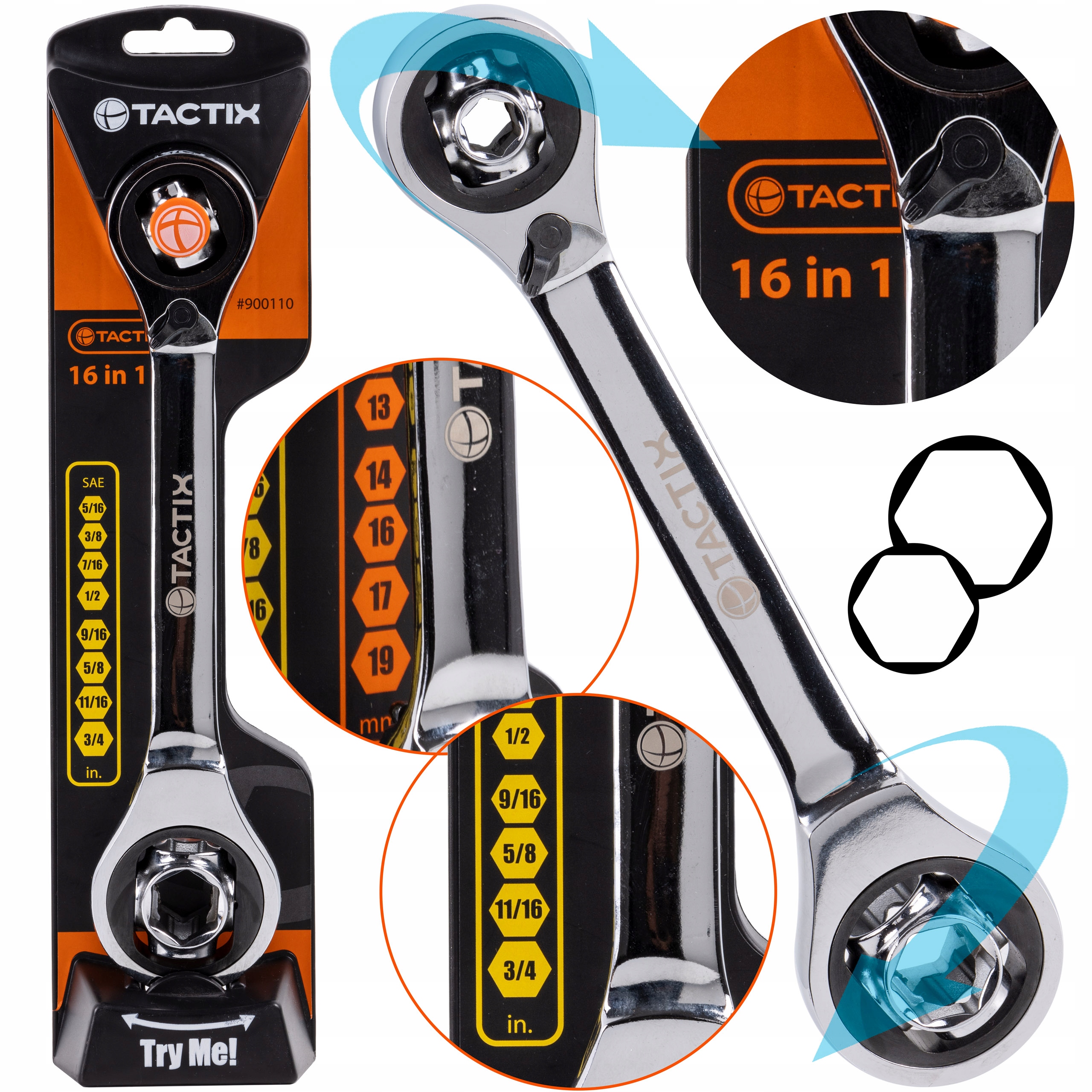 

Klucz Nasadowy Uniwersalny 16w1 Obrotowy Tactix