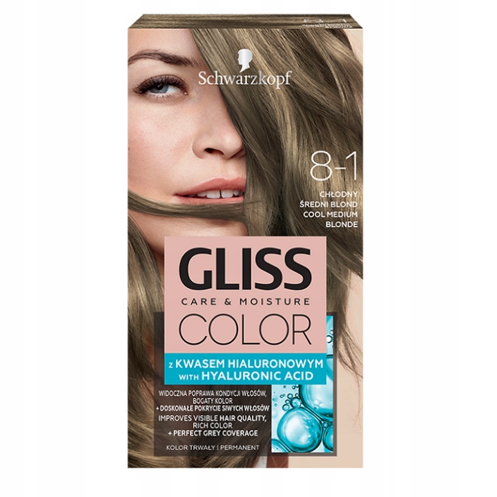 

Gliss Color Farba Włosów 8-1 Chłodny Średni Blond