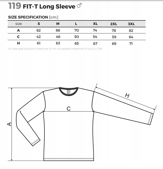 Koszulka męska z NADRUKIEM logo z przodu i na plecach FIT-T LS 119 Kod producenta mamystyl410N
