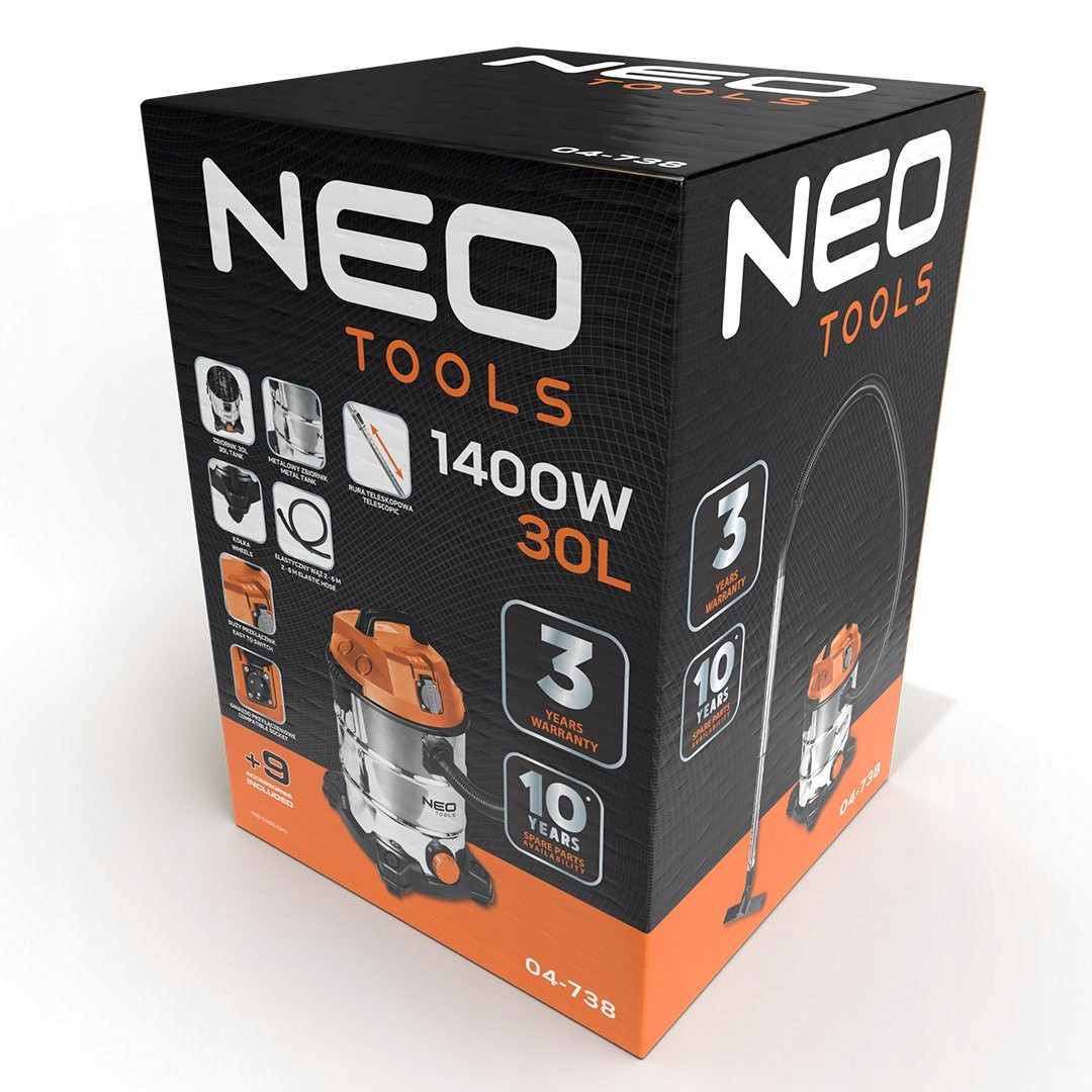 NEO TOOLS ODKURZACZ 1400W 30L NA SUCHO I MOKRO + OSPRZĘT 04-738 EAN (GTIN) 5907558483079