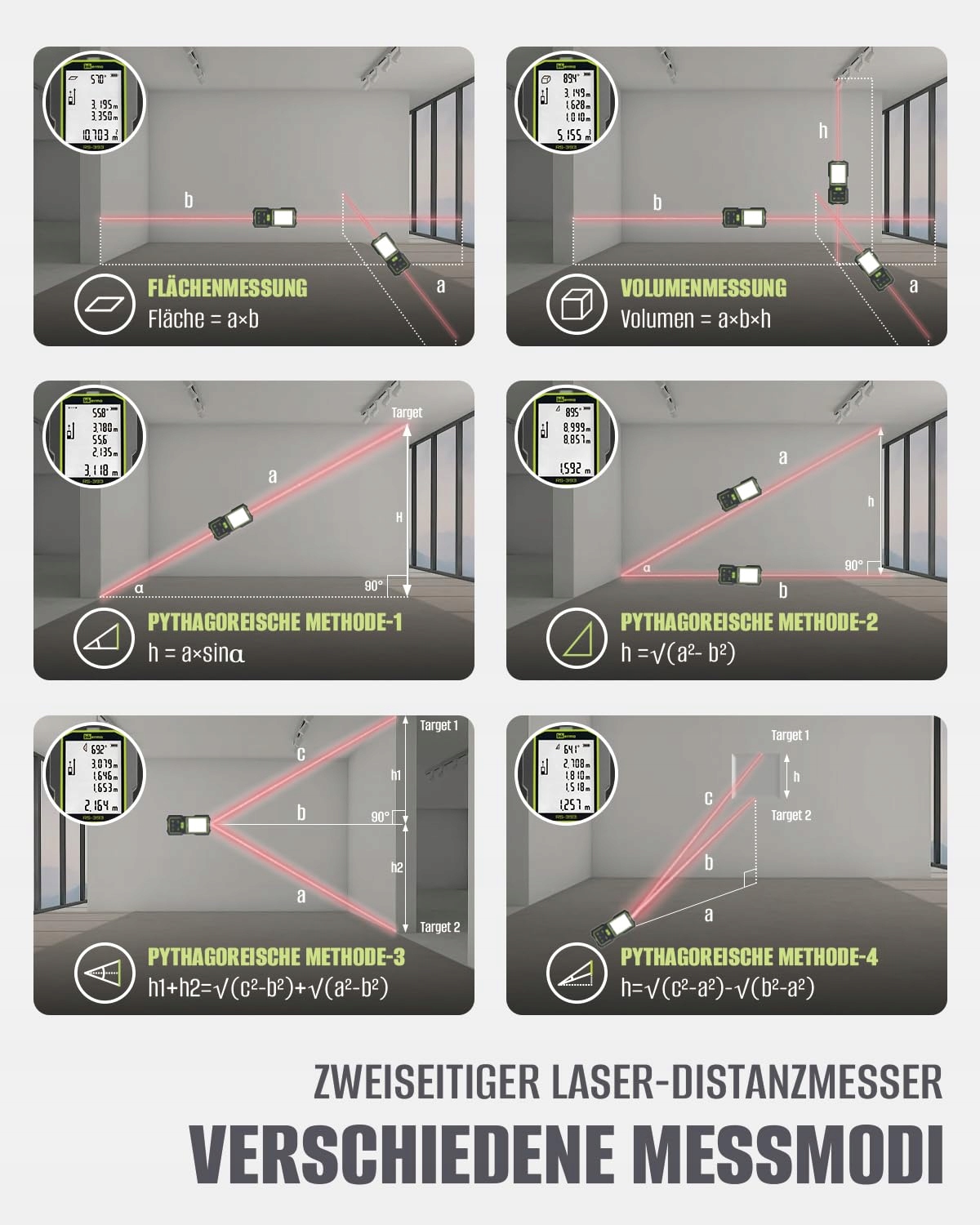 INKERMA Dwustronny Dalmierz Laserowy 120M Z Czujnikiem Kąta — miniatura 6