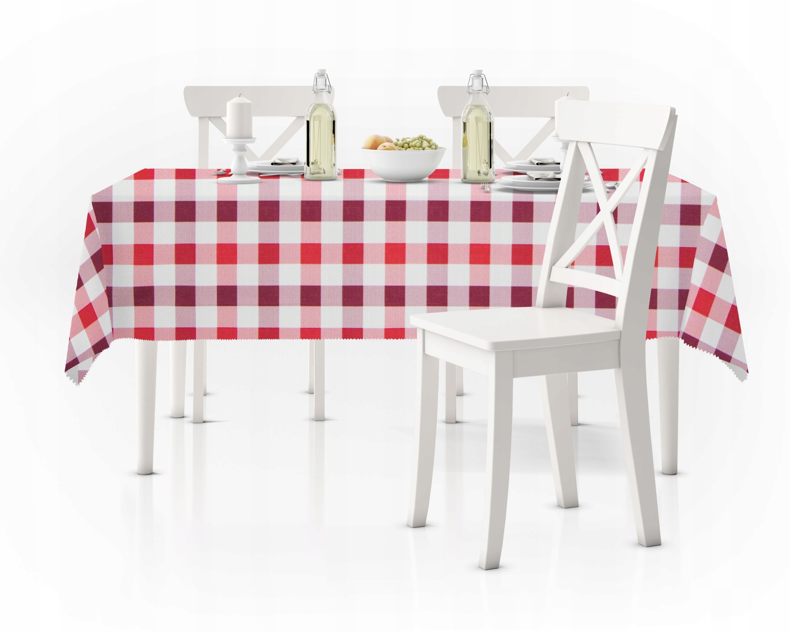 

Plamoodporny obrus 120x160 Kratka 3x3 czerwony