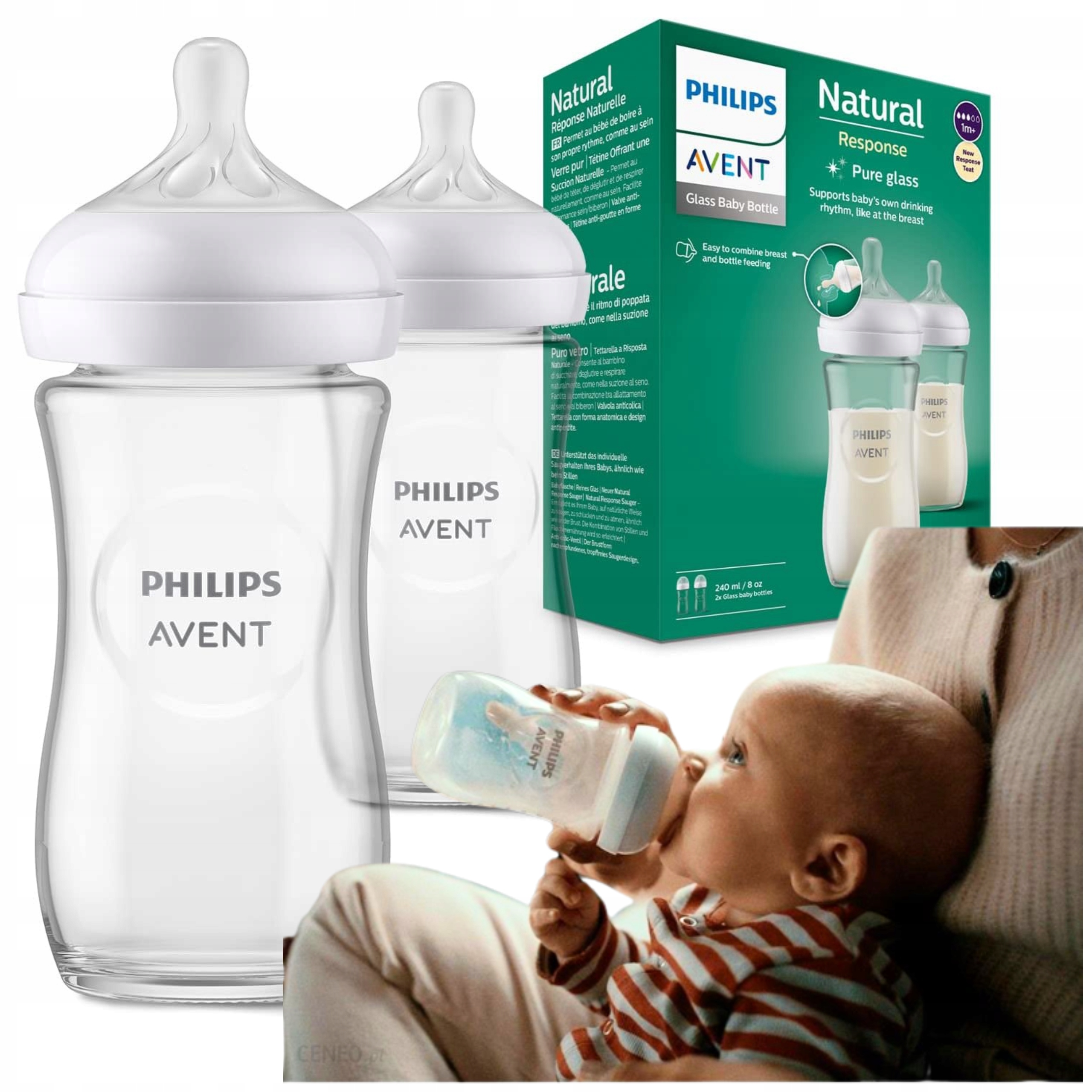 AVENT Biberon NATURAL en verre 240ml (1M+)