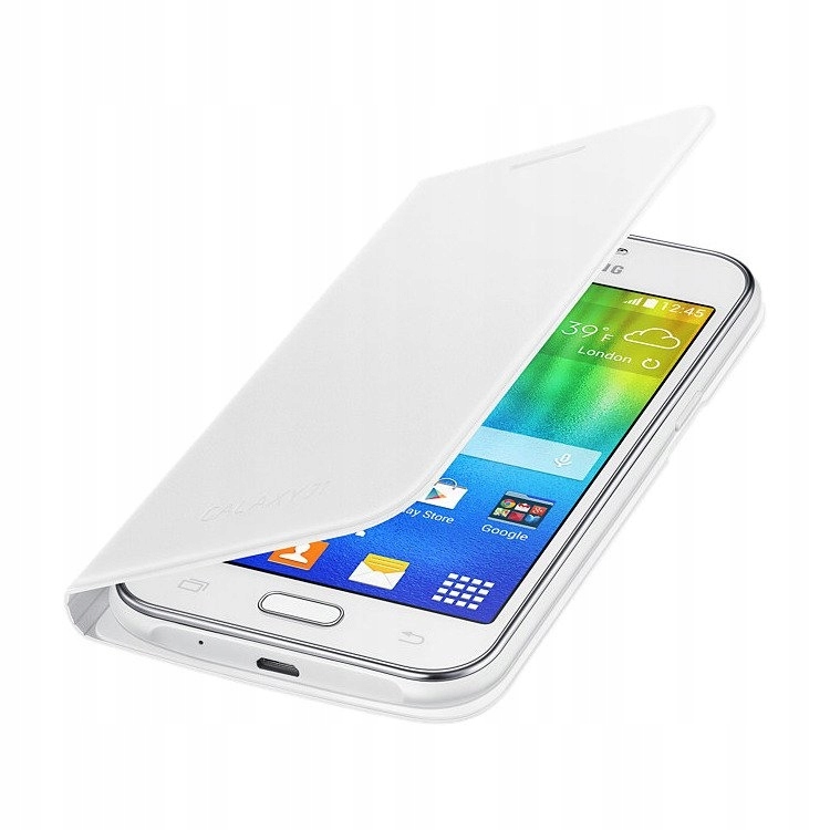 Etui Z Klapką Flip Cover Biały do Samsung Galaxy J1(2015) EF-FJ100BWEGWW
