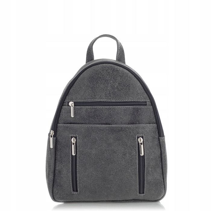 Batoh Kožený Šedý Malý Dámský s kapsami na zip Belveder BV10