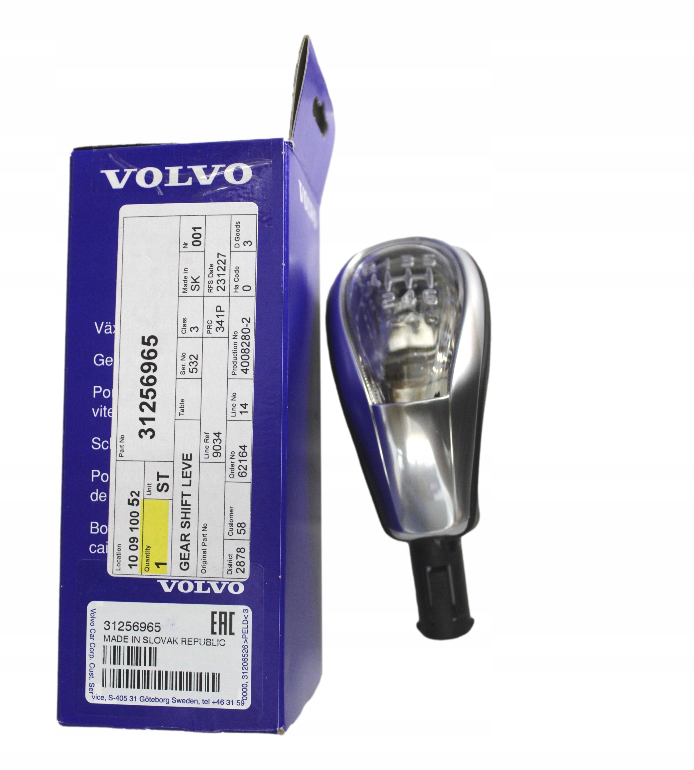 Volvo V40 V40CC kožená řadicí páka manuální 6 31256965