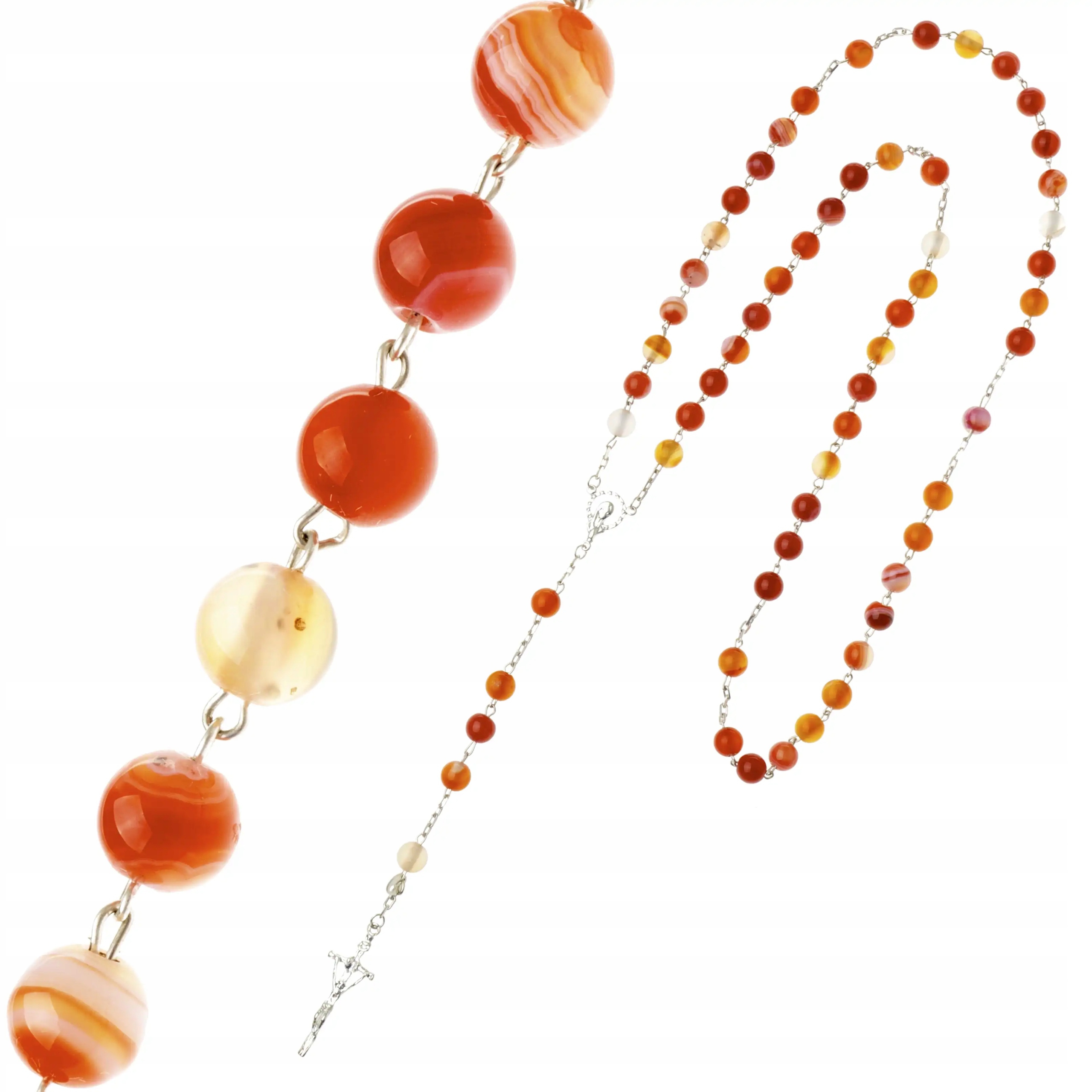 Stříbrný růženec z přírodních kamenů Achát Červený Suvenýr dárek Svatba