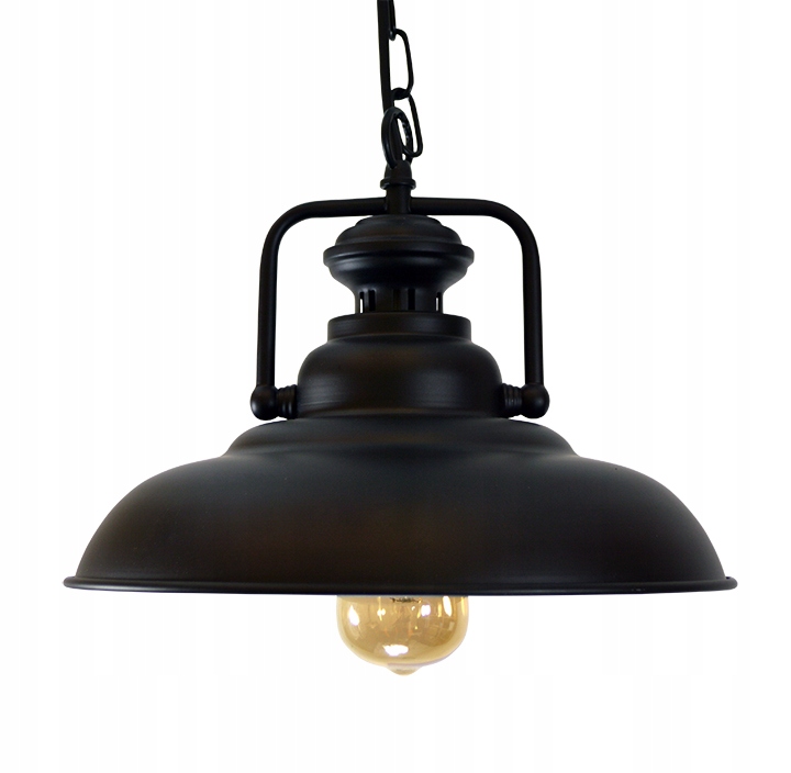 

Lampa sufitowa wisząca czarna E27 loft duży klosz
