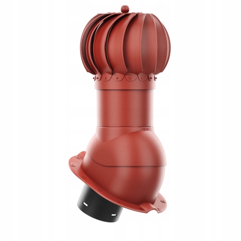 Rotačný krb Rotoline pre plechovú krytinu M fi 150 mm, guľovitý, červený
