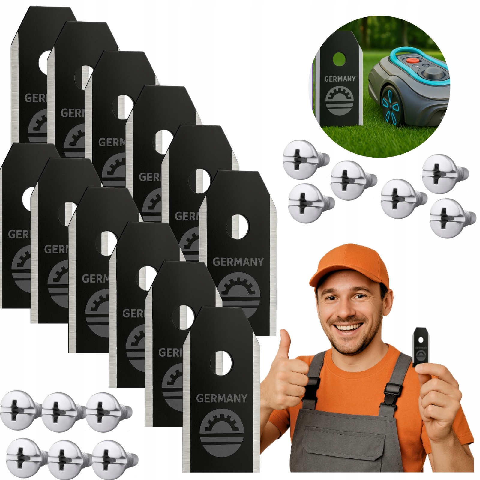 Titanové Čepele Pro Robotické Sekačky Gardena Sileno city, life, minimo 12 Ks