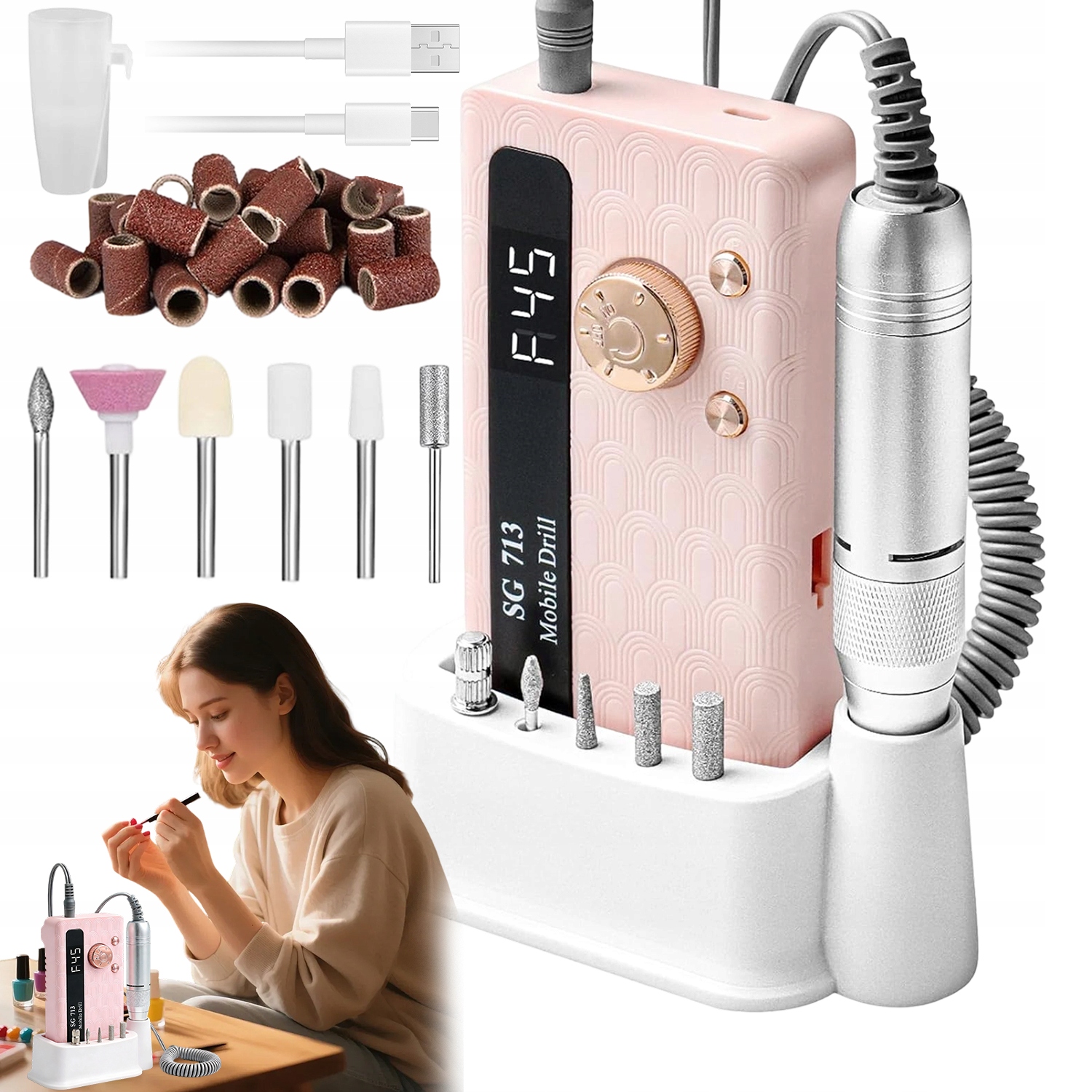 Bruska Manikúra Pedikúra Profesionální Bezdrátová Sada