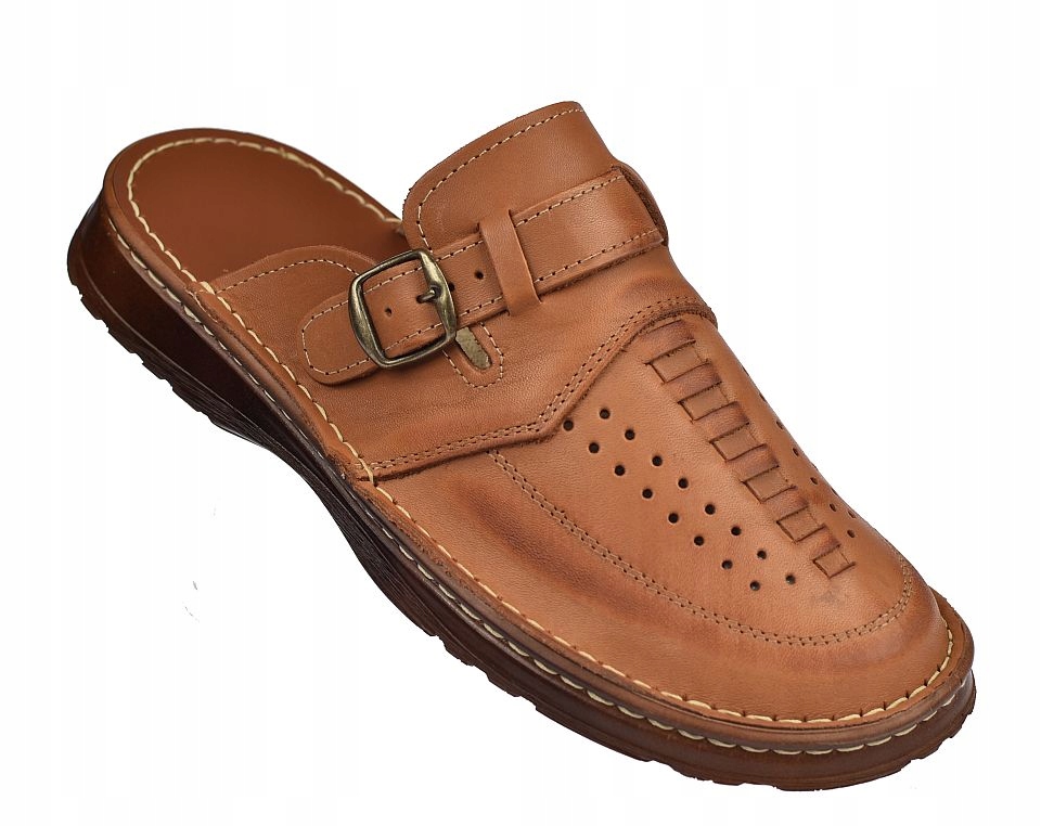 Pánské pantofle Polské přírodní lícové kůže KLS-023g br vel 44