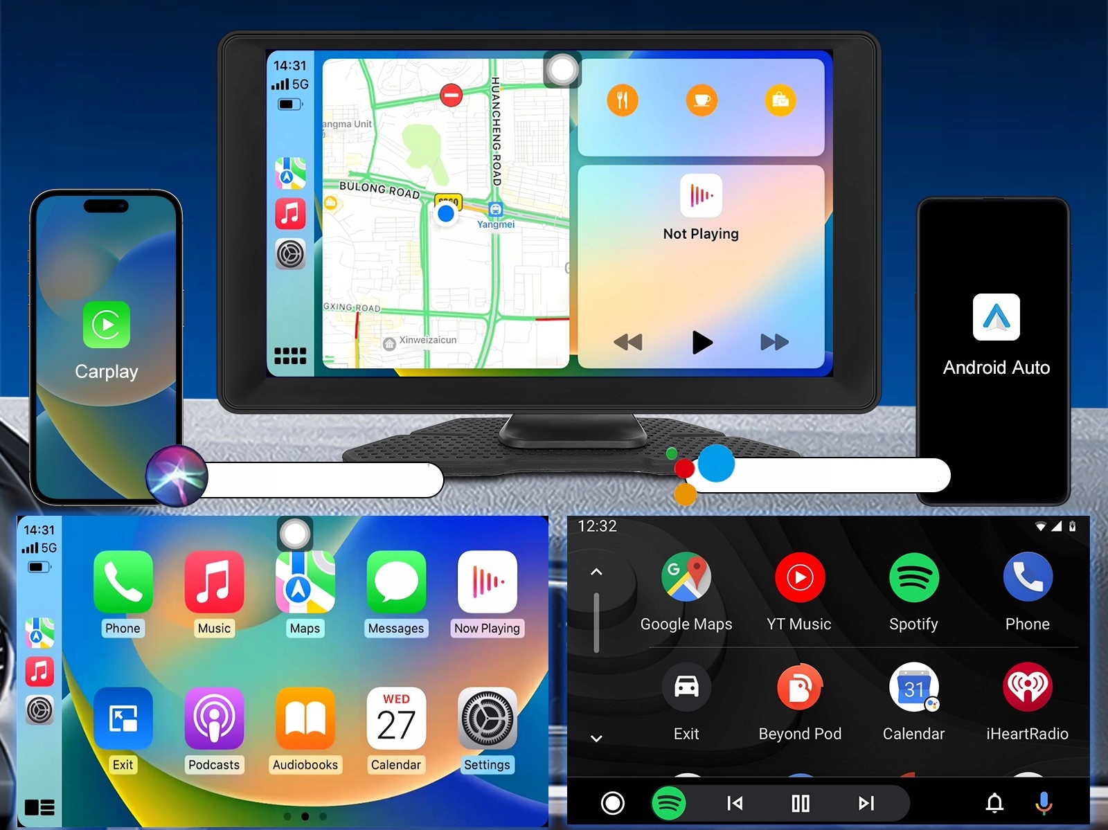 RADIO STACJA MULTIMEDIALNA WIDEOREJESTRATOR CARPLAY ANDROID 13 DVR 4/64GB Marka ALLNOEL