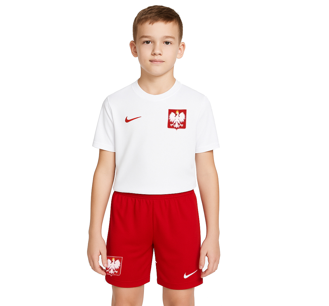 Nike Polska Strój piłkarski 2w1 zestaw komplet koszulka spodenki 158-170