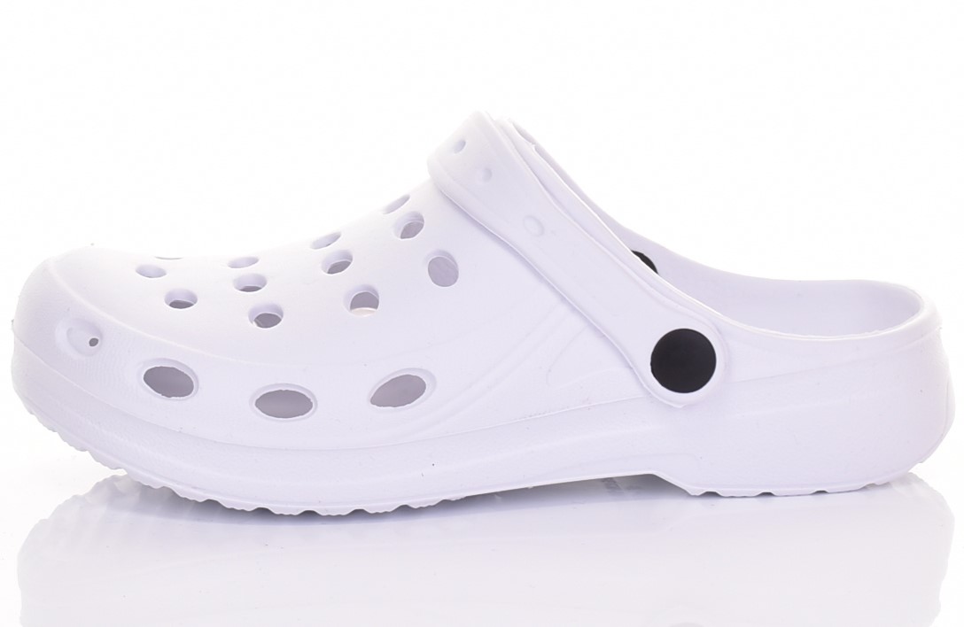 BIAŁE KLAPKI DAMSKIE Z PIANKI KROKSY SOLIDNE BUTY MEDYCZNE DO OGRODU DOMU Rozmiar 39