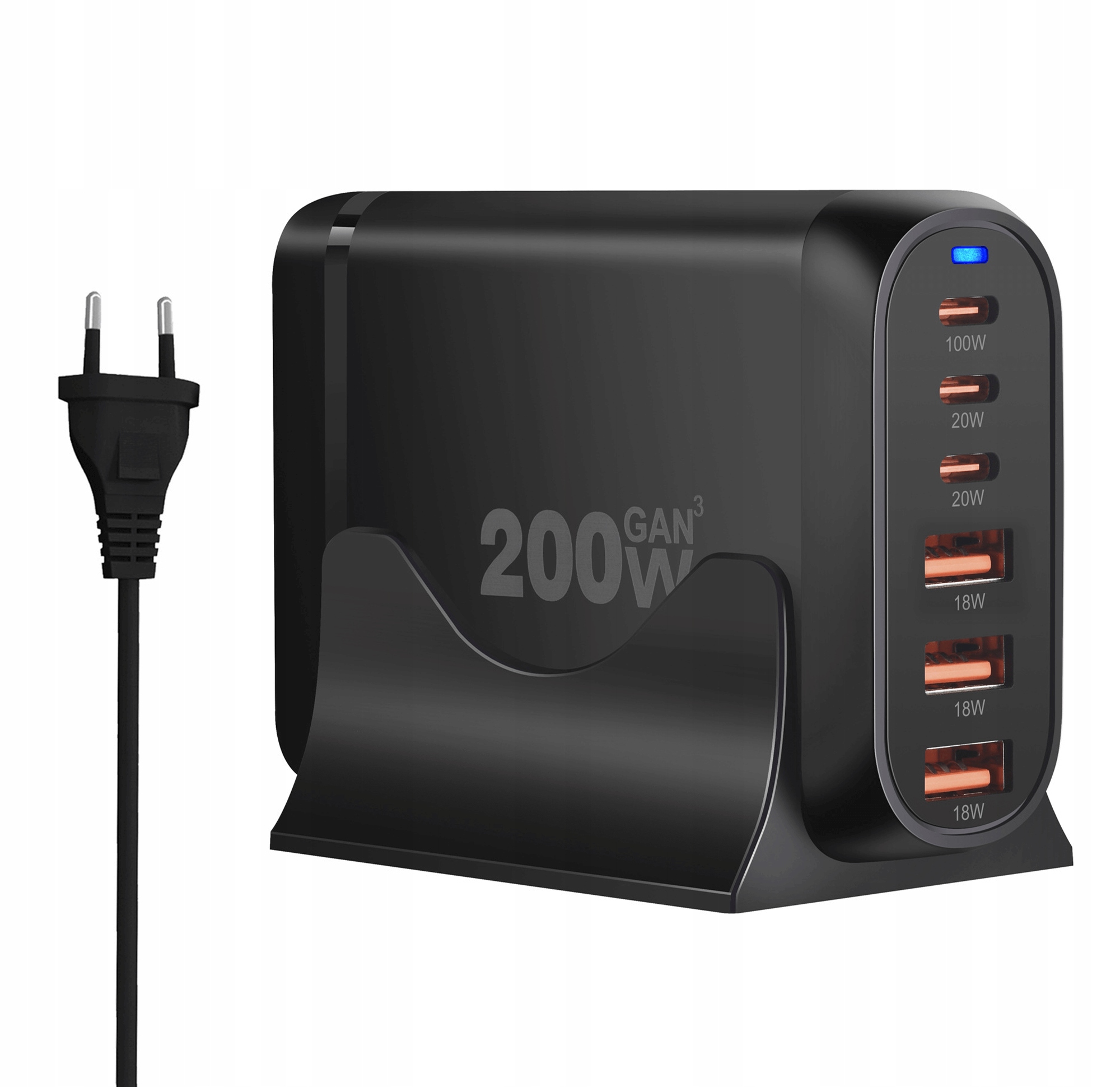 Rychlá Nabíječka GaN 200W Pd 3x Usb-c 3x Qc 3.0 Pro Laptop, Iphone, 100W Mac