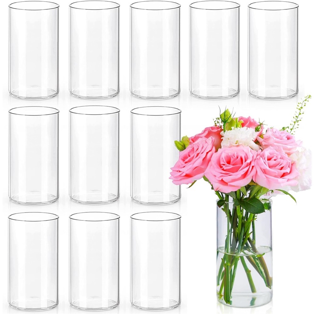 Sada Skleněných Váz Tuba Cylinder Dekorace 8.5X15CM 12 Ks