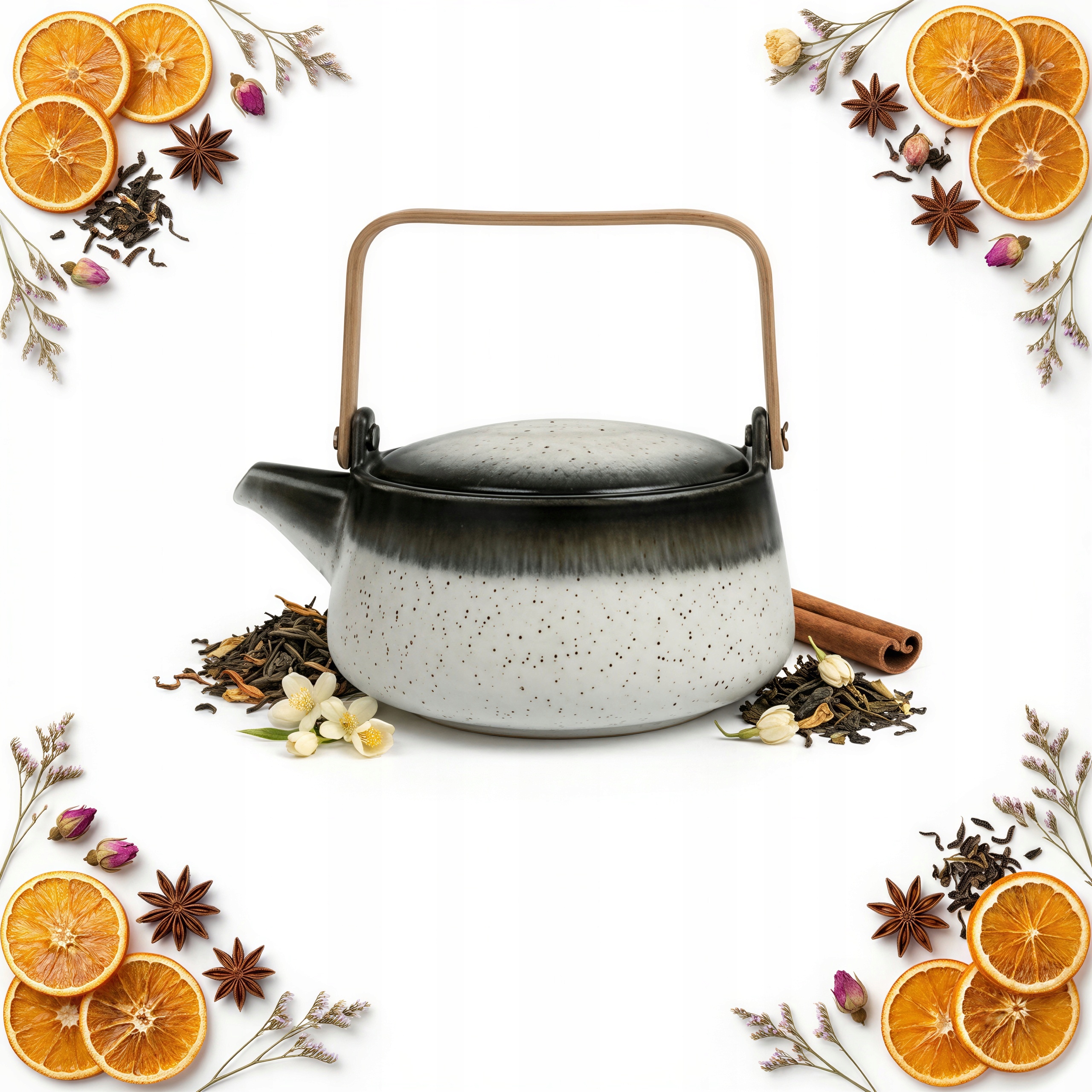 Džbán Keramika Na Čaj Kávu 1 L S Bambusovou Rukojetí Elegantní Luna Line