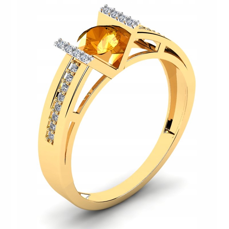 

Pierścionek Złoty Zaręczynowy Z Cytrynową Cyrkonią