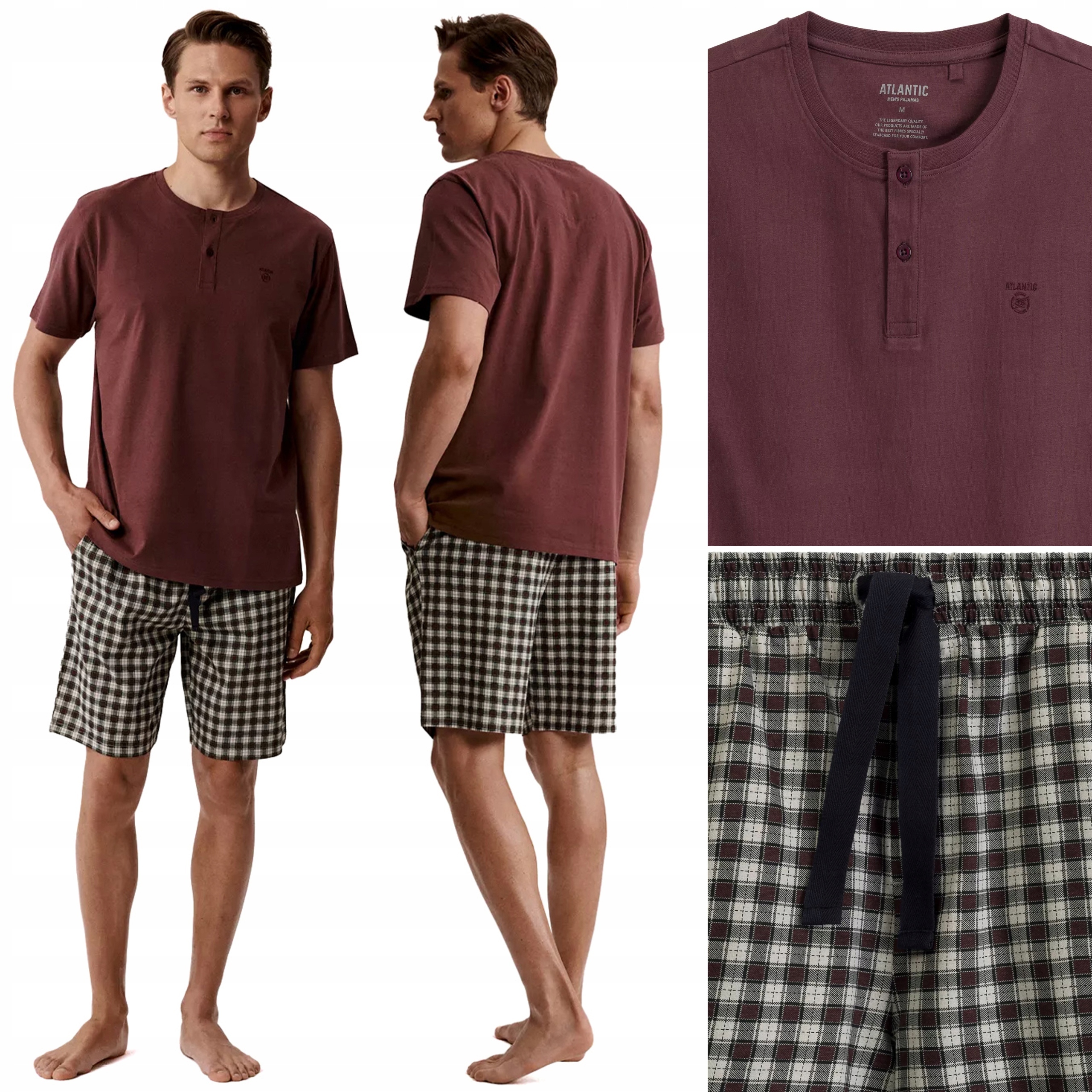 Pánské pyžamo s krátkým rukávem Atlantic NMP-397 Komplet T-Shirt Kraťasy M
