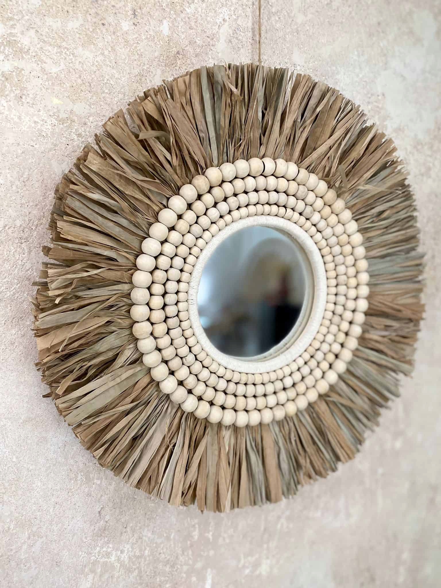 Zrcadlo Kulaté Boho, ručně vyráběné na Bali