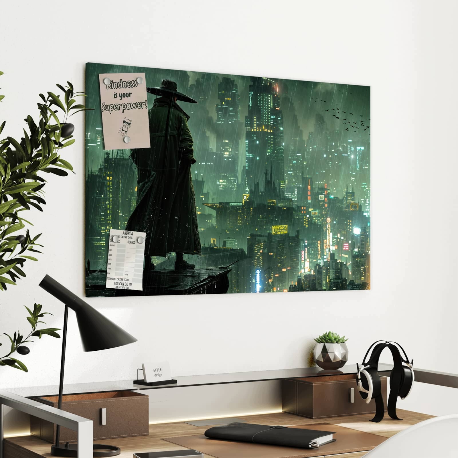 Magnetická tabule Město Déšť 90 × 60 cm