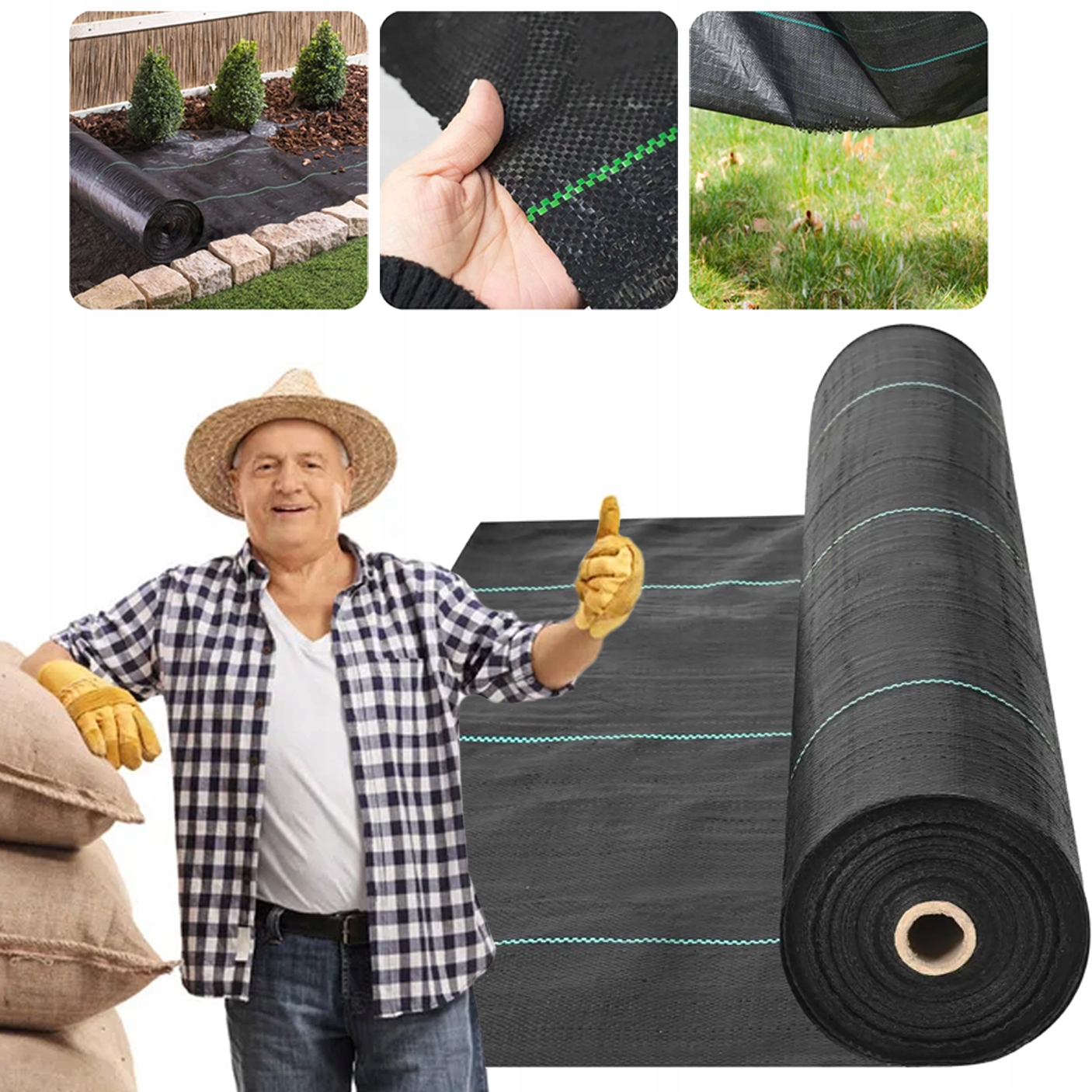 Agrowłóknina 1,6 x 50m 130g/m² Agrotkanina Czarna Mata Uv Antychwastowa 160