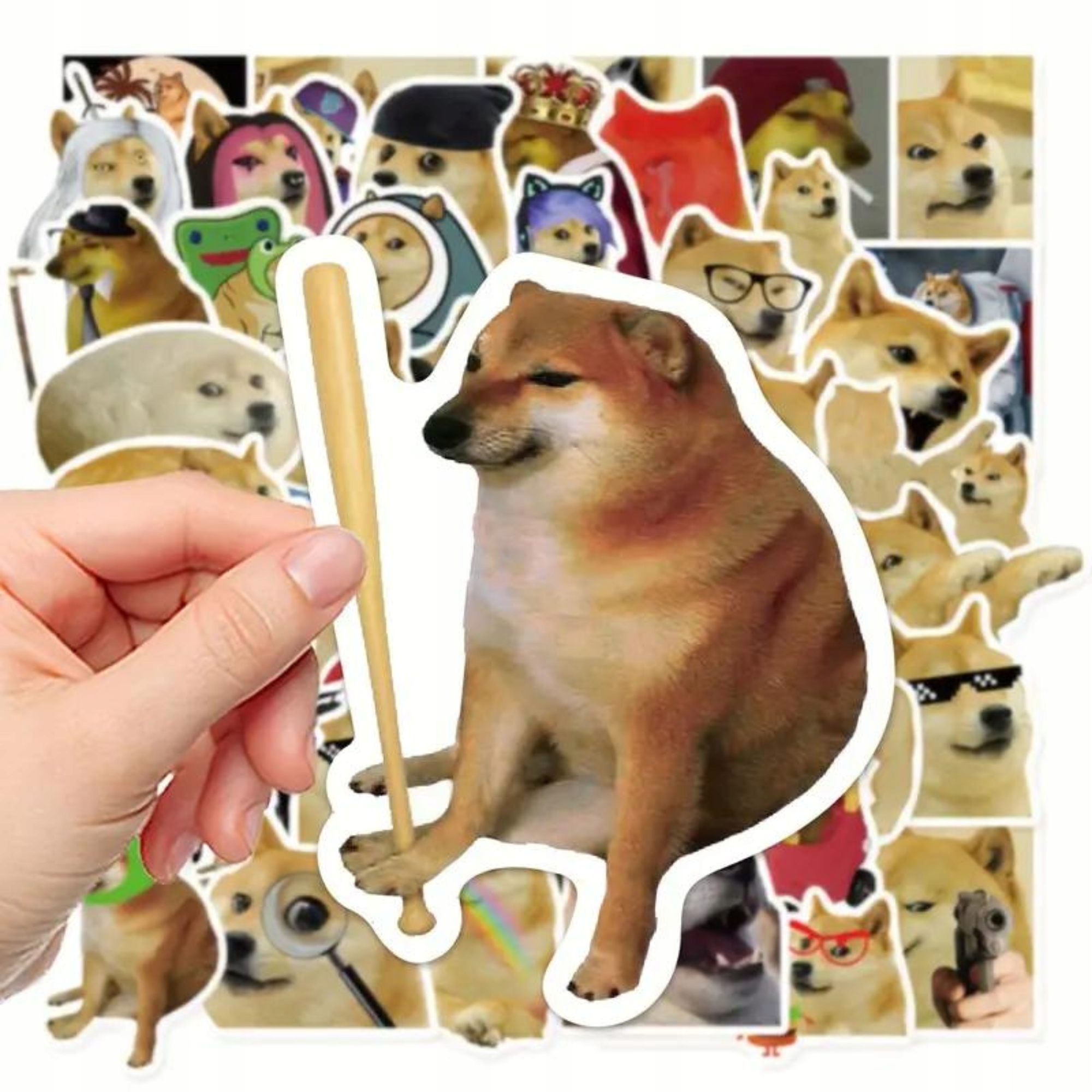 Naklejki 50 szt Doge pieseł memy wodoodporne, śmieszne naklejki na telefon