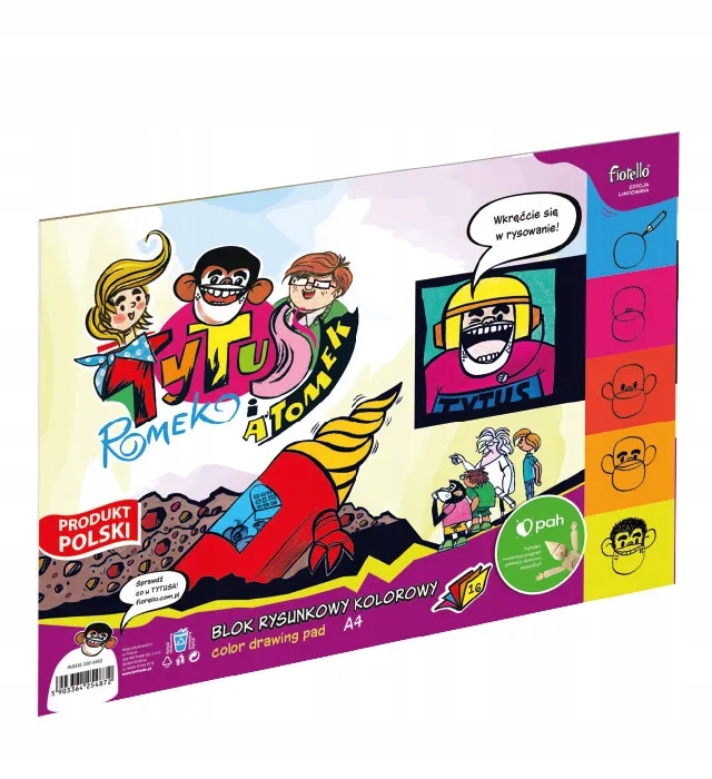 BLOK RYSUNKOWY KOLOROWY A4 16 kartek Tytus, Romek i A'Tomek FIORELLO