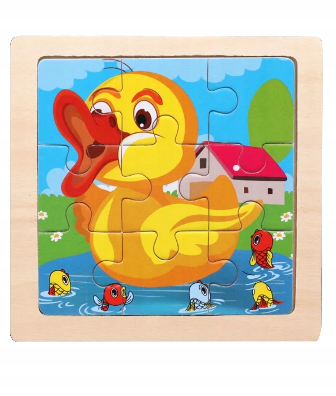 

Drewniane Puzzle Edukacyjne- happy Kaczka 9 el